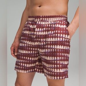 Lululemon Men Pool Swim Trunk Short 7” IBDB Island Bloom Date Brown